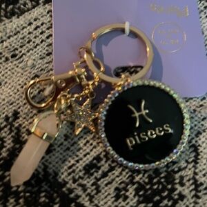 BOGO Zodiac Key/Bag Charms - Black & Gold With Crystal NIB; All Zodiac’s Choice